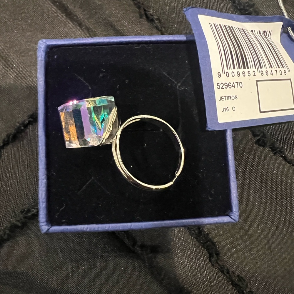 Swarovski Silver Ring with Iridescent Stone